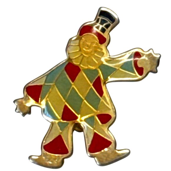 Vintage Jewelry - Vintage Italian Clown brooch Colored Enamel Vintage High Fashion Jewelry Italian